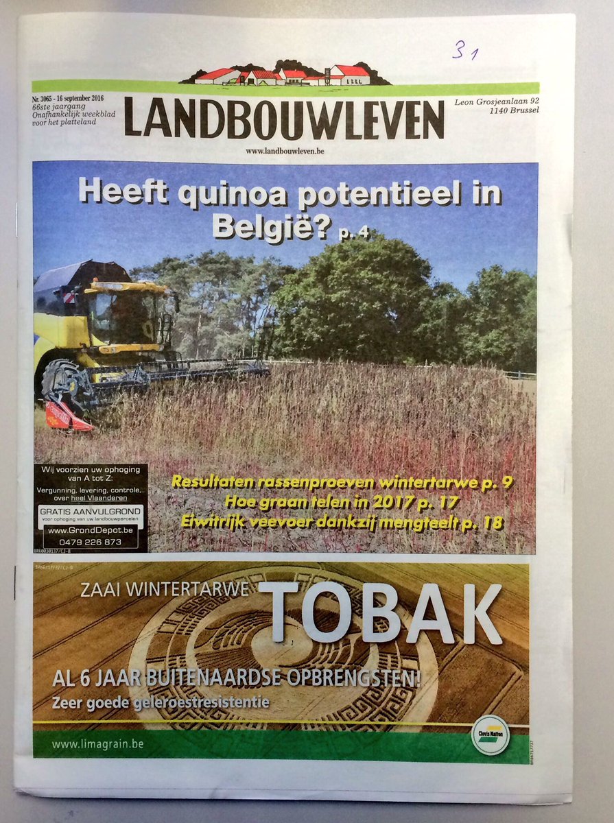 LGSeedsBelgium's tweet photo. Deze #Limagrain #ClovisMatton advertentie verscheen op de vrpagina van het #Landbouwleven (met #wintertarwe Tobak) https://t.co/96XC5acDYn