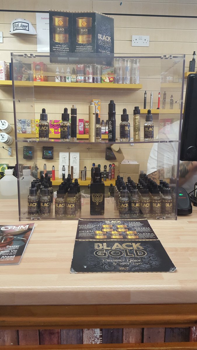 VapeLoungeEssex's tweet photo. Black gold in stock here at the vape lounge basildon come down and check them out beautiful flavours! #vape #vapelife #eliquid #Basildon https://t.co/8P5Qsdwksk