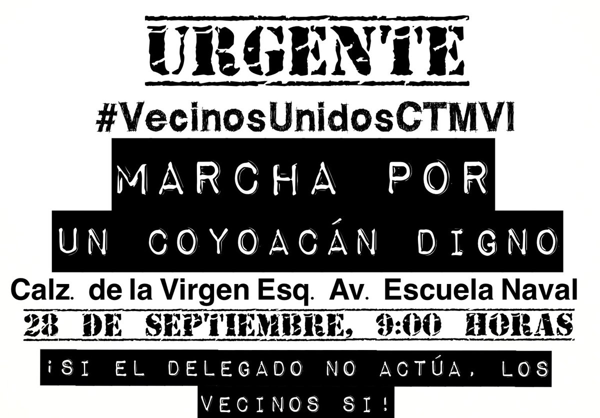 ctm6unidos's tweet photo. Salgamos todos a marchar por un Coyoacán digno, que la corrupción no sea un modo de vida, ahí nos vemos! @DeniseMaerker @lopezdoriga https://t.co/TpcdvA2jQU