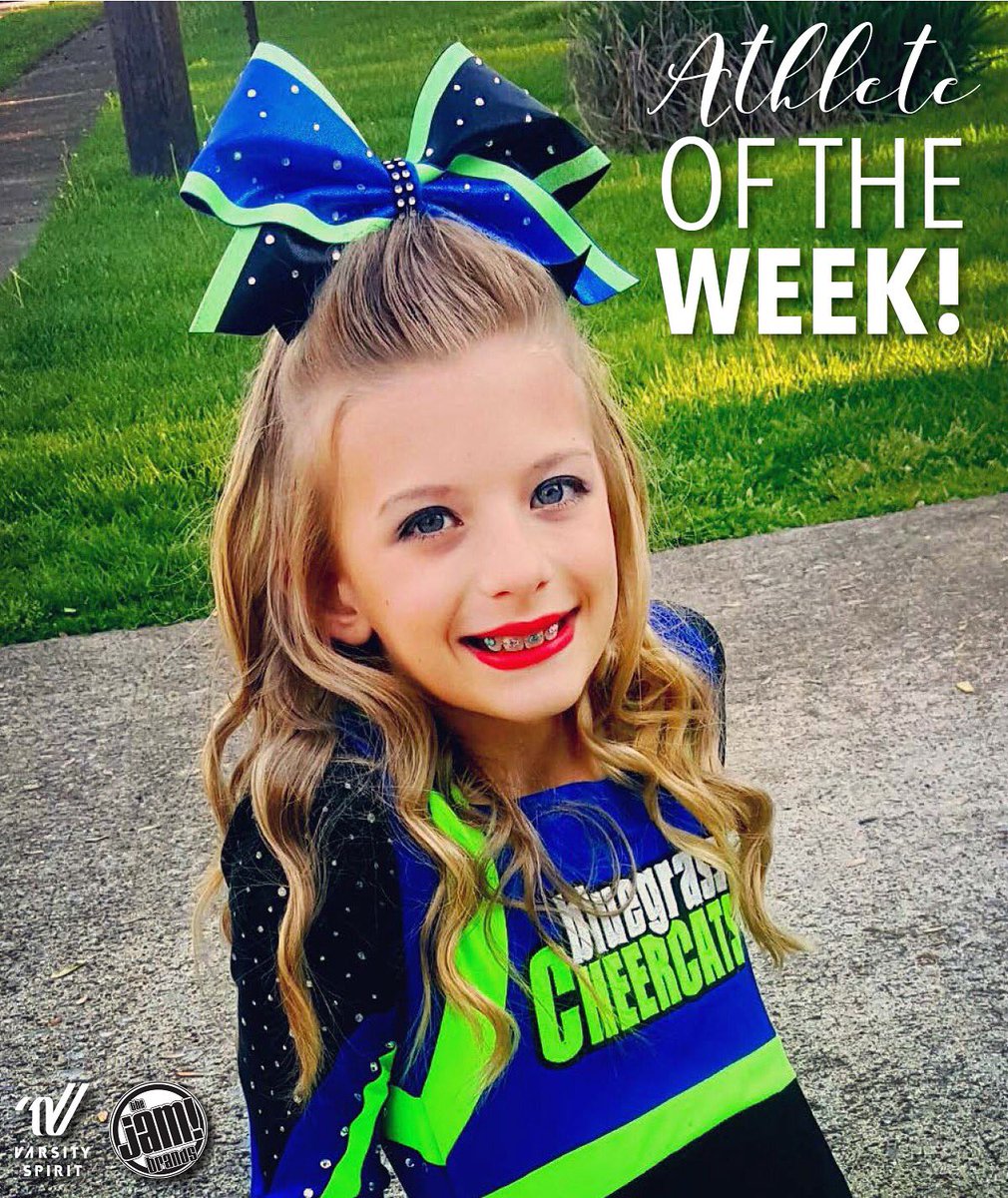 Way to go, Emma Kay! You've been selected as our #AthleteOfTheWeek 👏🏼😸💚💙 We hope to see you &amp; the <a href="/Cheercats/">Bluegrass Cheercats</a> this season! Keep working hard!