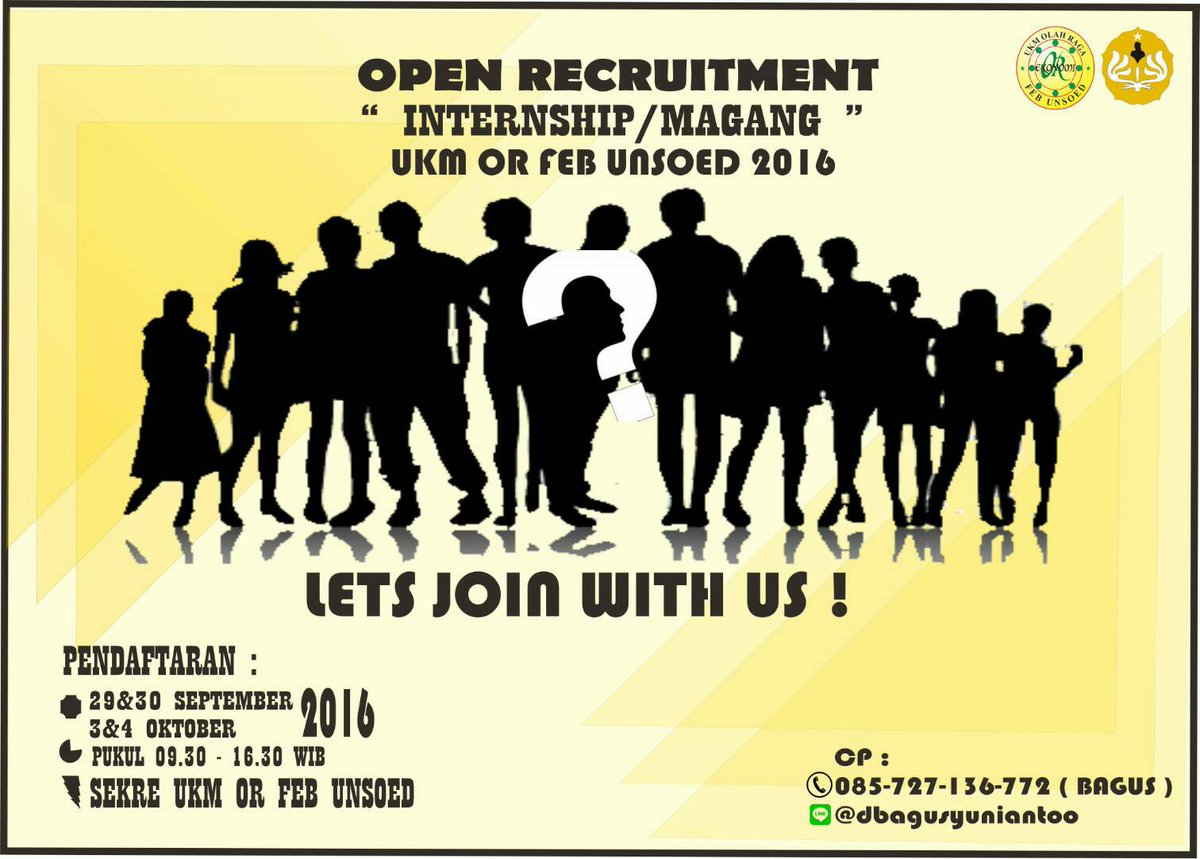 Kuyy yang Maba daftar internship!!!
Dapet pengalaman, sertifikat, dan mempermudah jalan jadi pengurus!!!! Kuyy!!