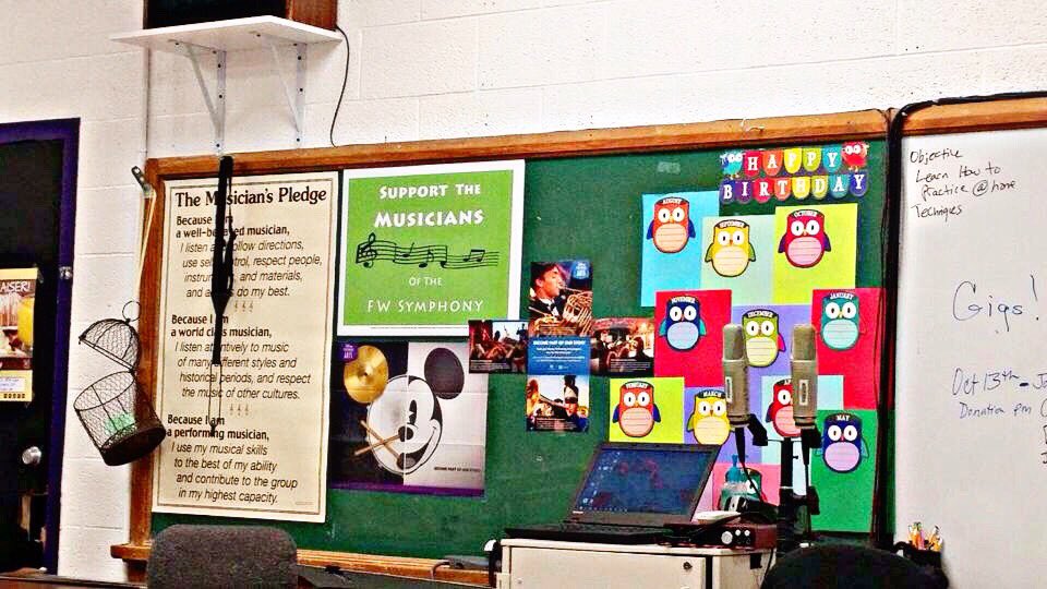 Our yard sign seen in Paschal High's music room. We &lt;3 the support of our youth, future <a href="/FtWorthSymphony/">Fort Worth Symphony Orchestra</a> patrons.