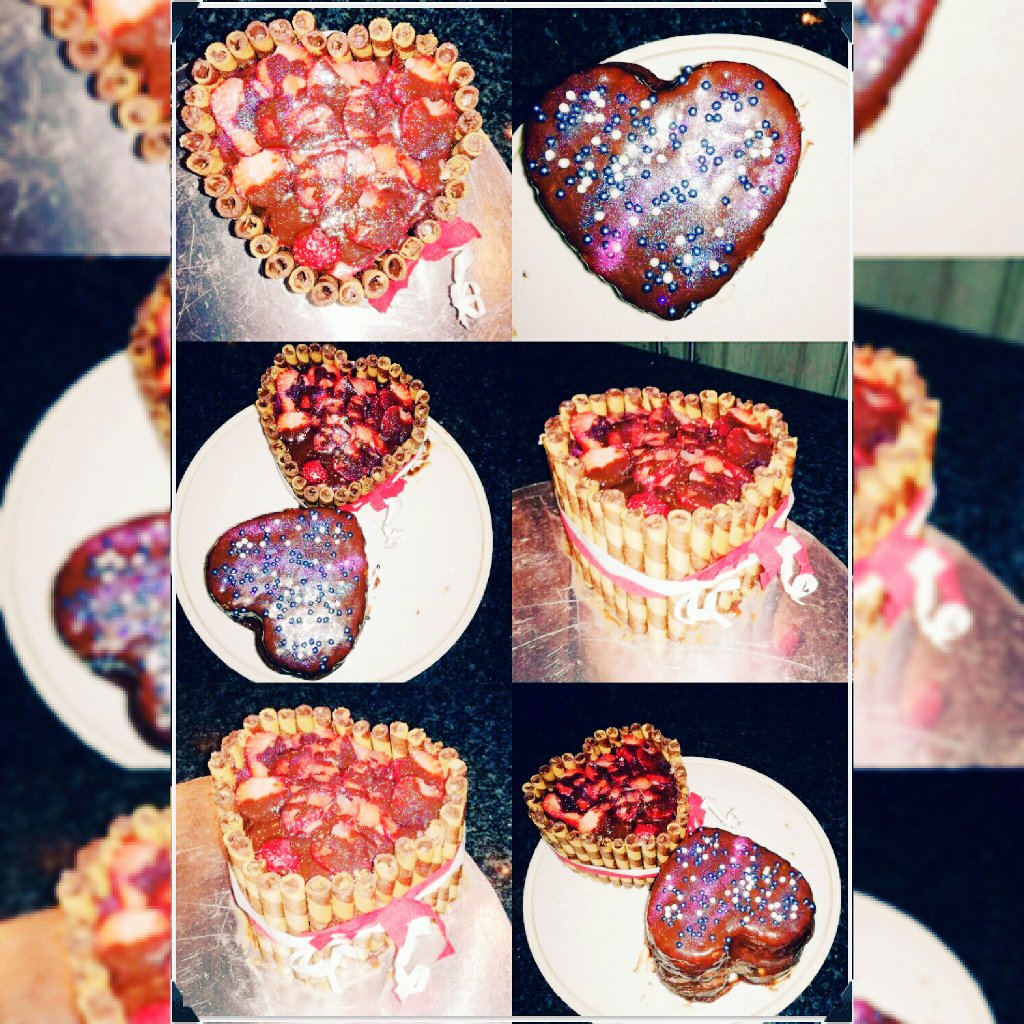 When you decide to bake after ages🙃 #HeartShapedCakes😝 #Glitter #Strawberrys😍  #WaferSticks🙄 #ForTheLoveOfBaking😀😋😛