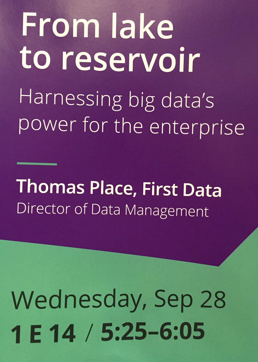 Join us for a session by <a href="/tomplace/">thomas place</a> from @FirstData at #StrataHadoop today (just before the booth crawl :) #bigdata #datalake #dataquality