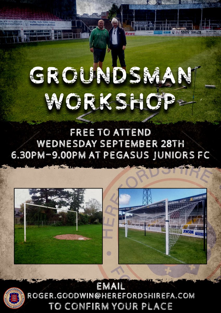 Herefordshire FA (@herefordshirefa) on Twitter photo Groundsman Workshop being held @PegasusJuniors on Wed evening with <a href="/david_carvey/">david carvey</a> and <a href="/ctm_fa/">FA - PIP / CTM</a> . Email Info@HerefordshireFa.com to attend Groundsman Workshop being held @PegasusJuniors on Wed evening with <a href="/david_carvey/">david carvey</a> and <a href="/ctm_fa/">FA - PIP / CTM</a> . Email Info@HerefordshireFa.com to attend