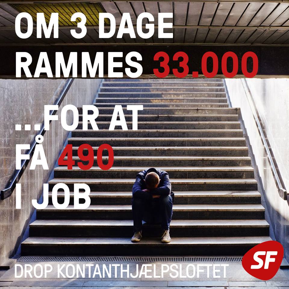 SFpolitik's tweet photo. Blot 490 kommer i arbejde - resten af de 33.000 bliver bare fattigere. Det er socialpolitisk blindflyvning! Drop kontanthjælpsloftet! #dkpol https://t.co/h0uwJEsbYk