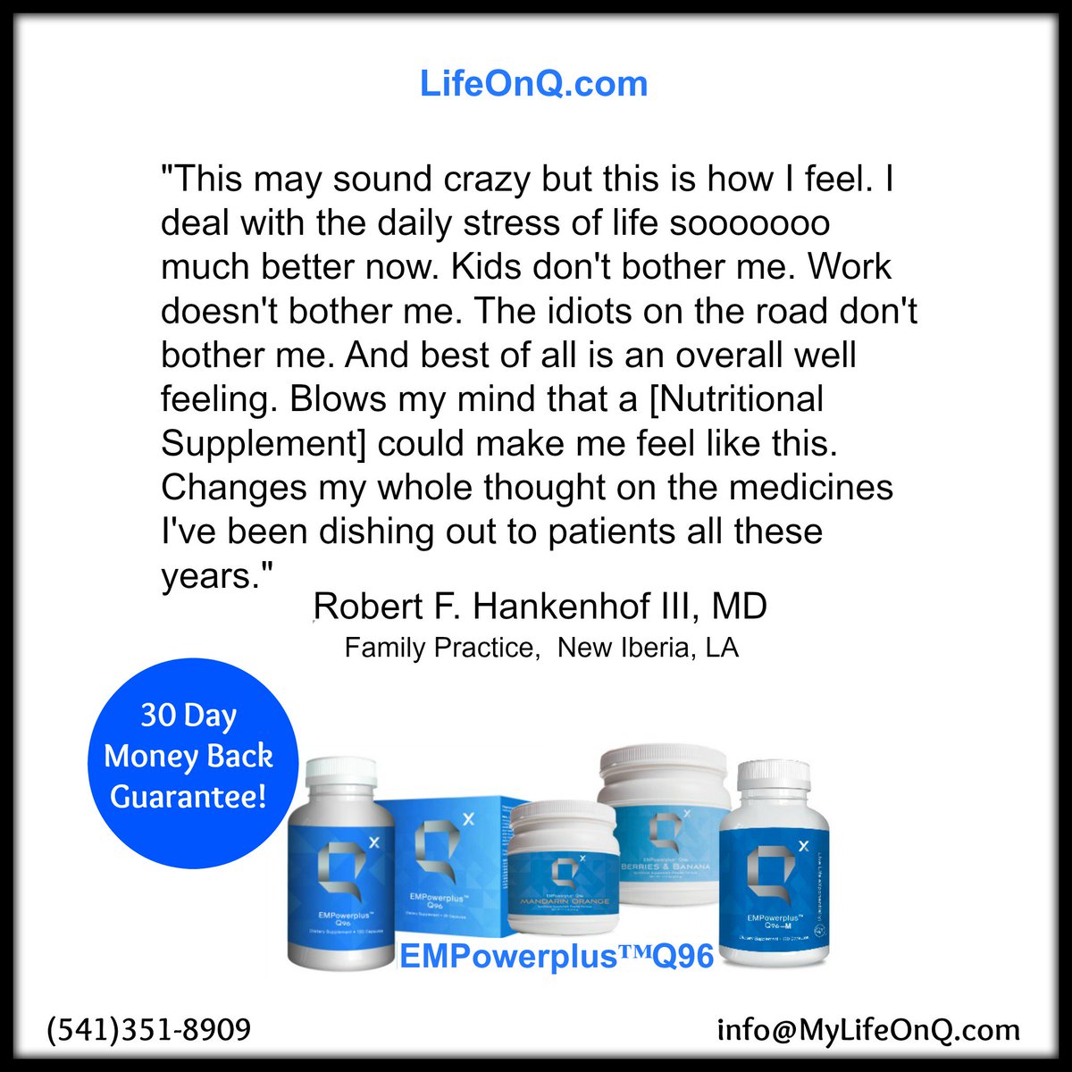 LIFEONQ's tweet photo. Ask to the see our booklet that profiles the #3rdPartyResearch (including several #DoubleBlindPlacebo) that uses Q96 formula. It's #NoHype. https://t.co/4ekxoDHceF