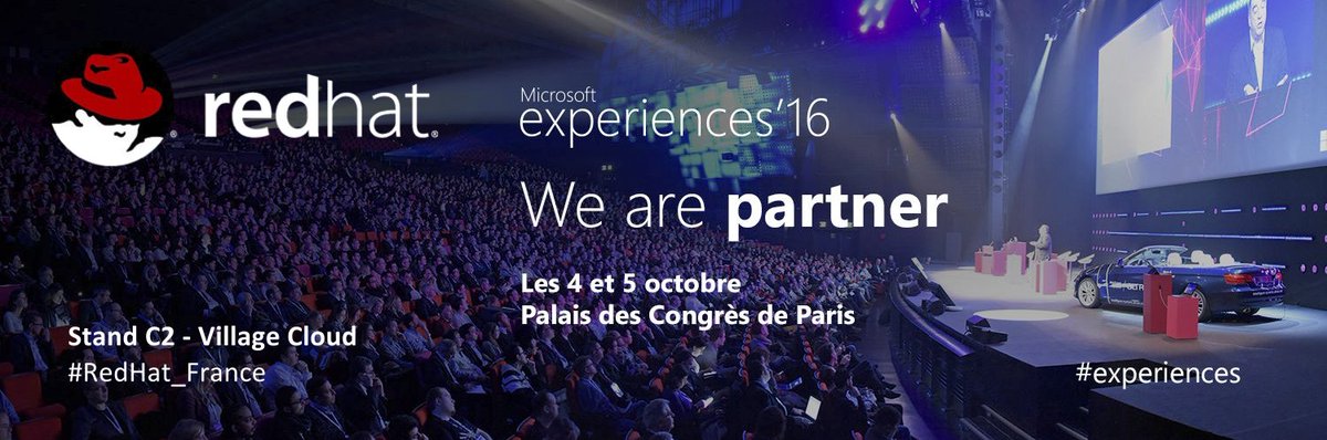 RedHatFrance's tweet photo. Retrouvez #RedHat_France les 4 &amp; 5 octobre à Microsoft #experiences sur le stand C2, Village Cloud @microsoftfrance https://t.co/sBnyoLYrNy https://t.co/zOLSF3lI0S