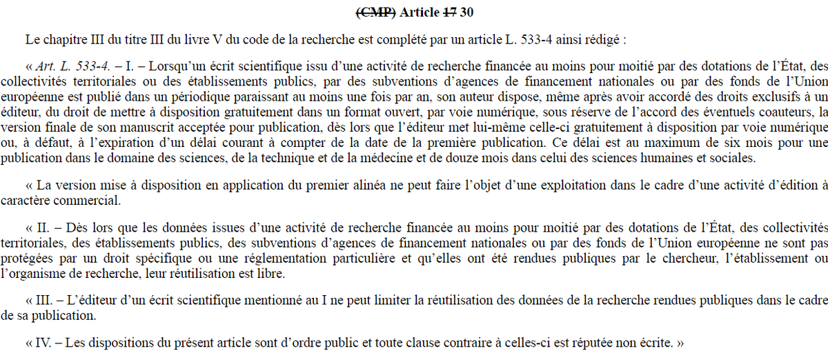 freddie2310's tweet photo. Article 30 (anciennement art 17) de la #LoiNumerique -> du grain à moudre pour l'OA week #oaweekfr #OpenInAction | https://t.co/L82o9L1xVV https://t.co/zbRJlZHIlA
