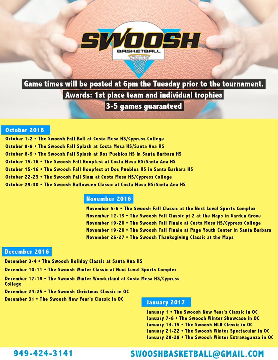 Swoosh_Ball's tweet photo. Our upcoming tournaments!  Register your teams now!  https://t.co/8ODR33HH18  #swoosh #basketball #tournaments https://t.co/D9PGQEDSqi