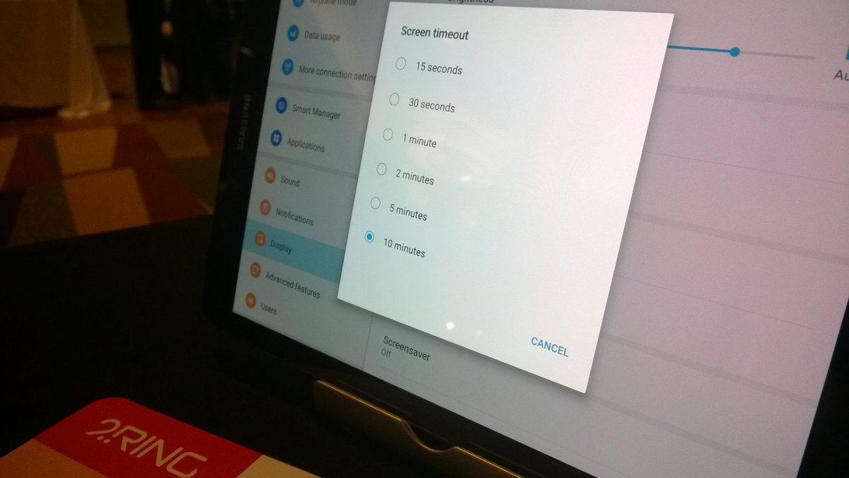 CNSissues's tweet image. RT @2Ring4UC "The screen timeout on our Samsung tablet doesn't offer "never."       https://t.co/o8ECD1qKxe" #Testforsecurity