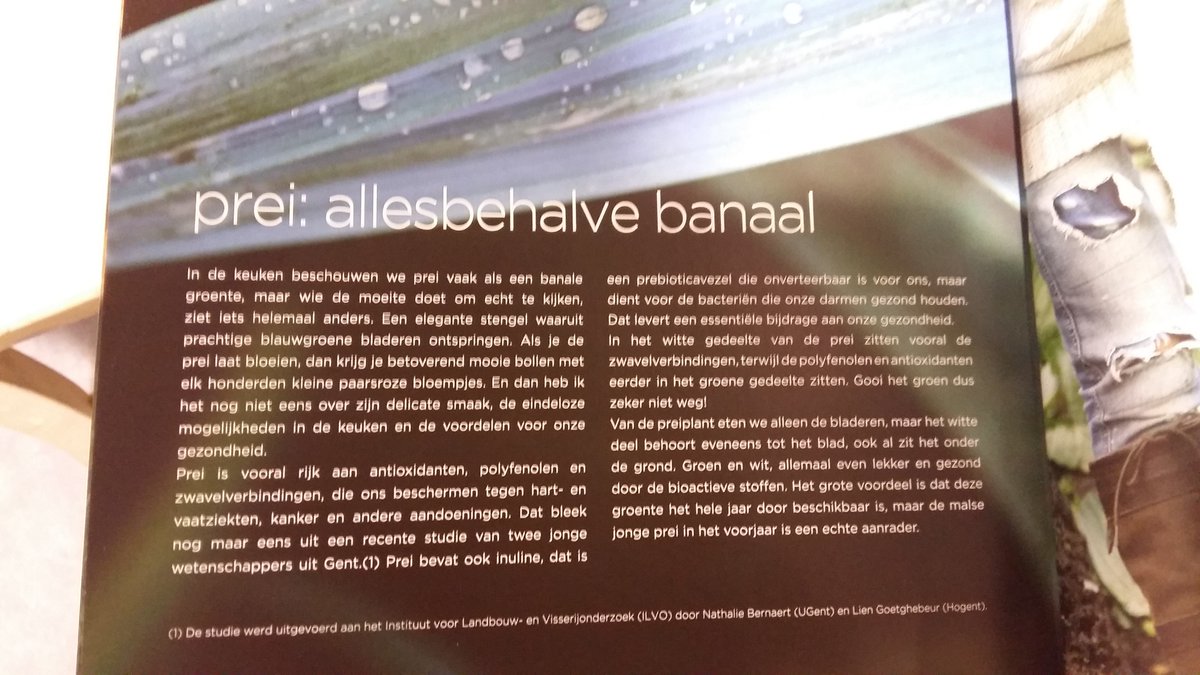Bedankt <a href="/PascaleNaessens/">Pascale Naessens</a>  om onderzoek rond prei uitgevoerd <a href="/ILVOvlaanderen/">ILVO</a> te citeren in je laatste boek #sciencebased #gezondevoeding