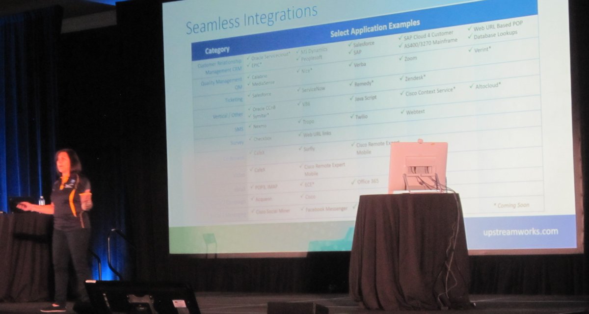 McGeeSmith's tweet photo. .@Upstream_Works discusses on the #CCSales Summit stage their @Altocloud integration that uses Context Service #cctr https://t.co/gS8N1j63vH