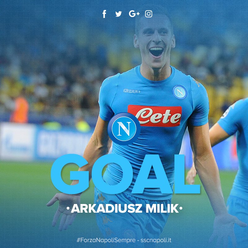 #NapoliBenfica 3-0: goooooooooooooooooooooool di <a href="/arekmilik9/">Arkadiusz Milik</a> <a href="/ChampionsLeague/">UEFA Champions League</a> #ForzaNapoliSempre
