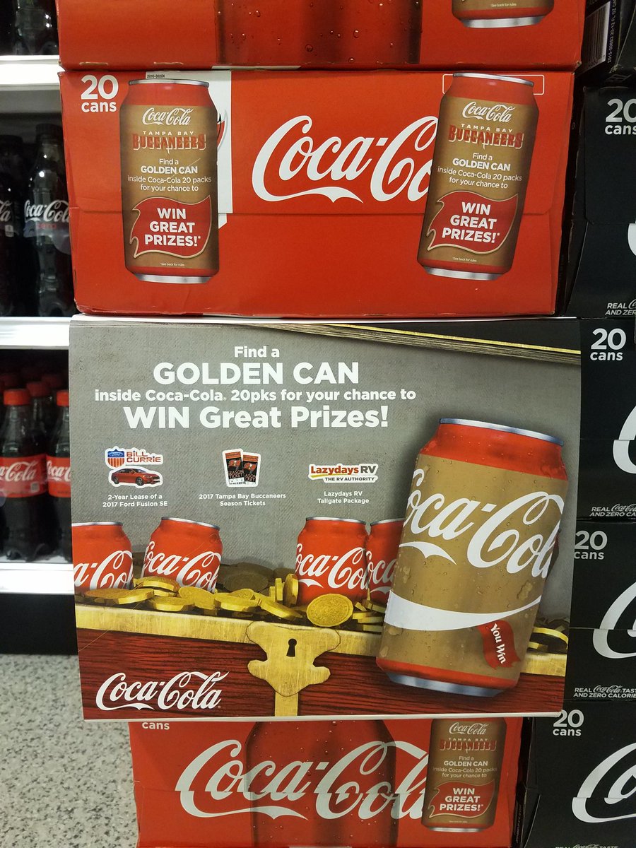 foodwinesun's tweet photo. Look for the ultimate treasure at @Publix! Find a #CokeGoldenCan and you could win @TBBuccaneers prizes &amp; more! #IworkwithCoke @CocaCola https://t.co/TE1l6C6QuH