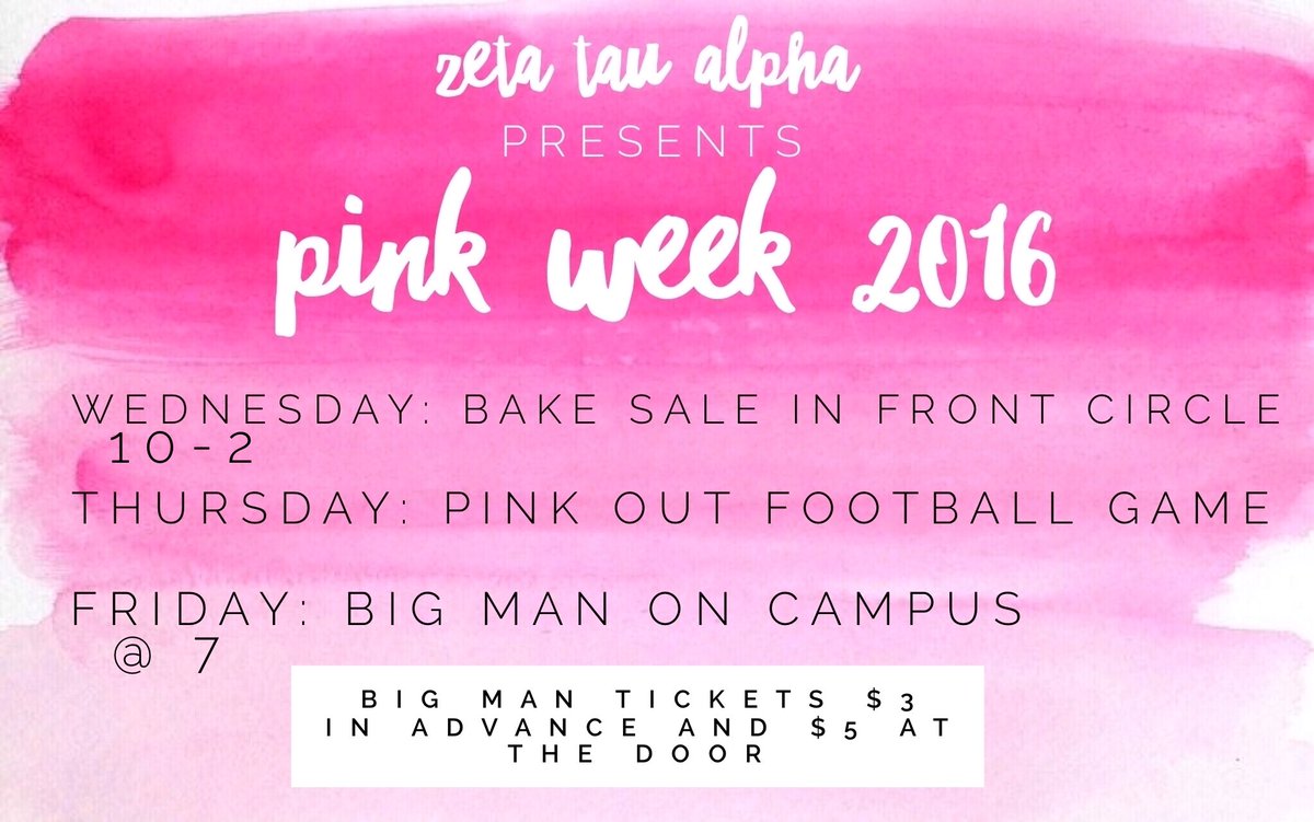 ZTAatShorter's tweet photo. Next week is #PinkWeek2016! We are so excited to be shining a light and raising money for our philanthropy! https://t.co/xi5C6jBez4