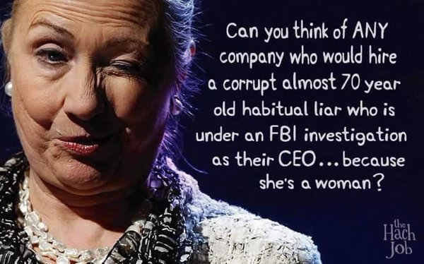 andersonDrLJA's tweet photo. NO COMPANY WOULD HIRE #HILLARY AS THEIR CEO!!! THEN WHY WOULD WE CHOOSE HER AS #POTUS? #NeverHillary #Hillary4Jail https://t.co/3IqfjNnELO