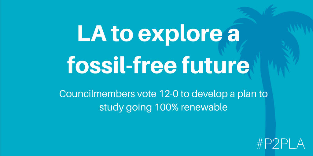 ClimateResolve's tweet image. ICYMI: Plans to #ActOnClimate in #LosAngeles include exploring ways to go renewable. #P2PLA