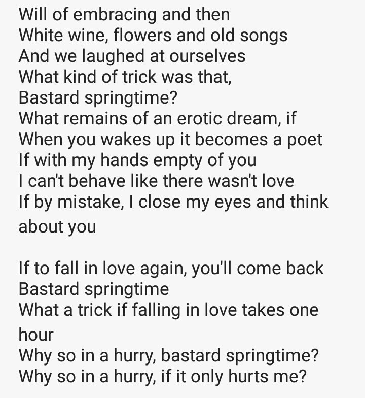 justcallme_sug's tweet photo. Vi ho fatto la magica traduzione di "Maledetta primavera": "BASTARD SPRINGTIME" https://t.co/EB4BfTgcDT