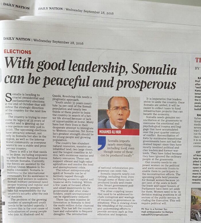 Dahirkulane's tweet photo. Good Oped by @AmbAmerico @dailynation Everyone wants a stable &amp; prosperous #Somalia - https://t.co/e5GgncD5Qb #Doorashada2016 #elections https://t.co/S6iluYIpMD