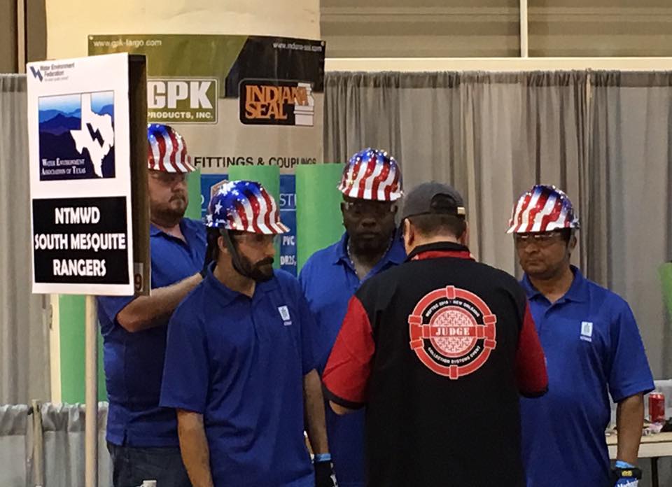 NTMWD's tweet photo. Check out those awesome hardhats on our wastewater ops team competing at #WEFTEC2016 @WEFTEC https://t.co/Pn6TKz55jV