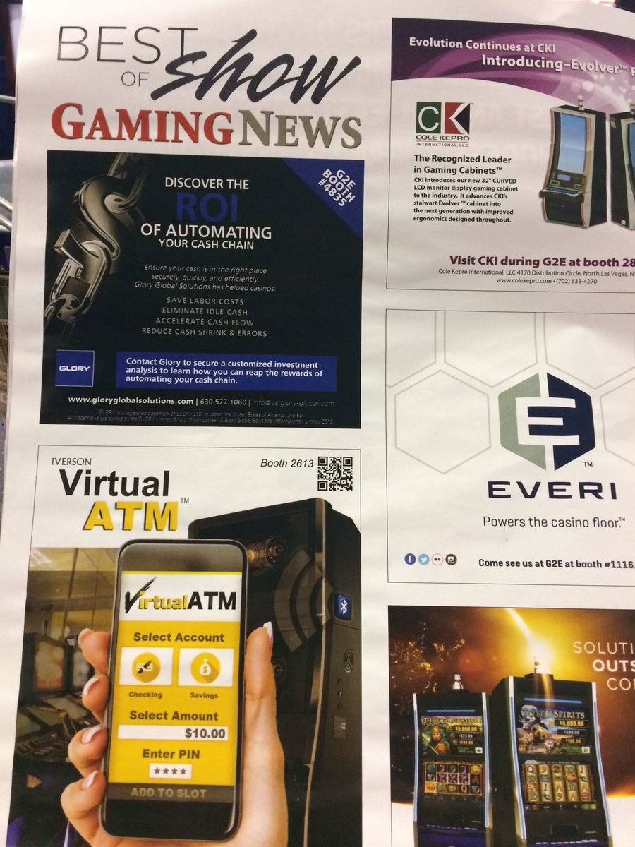 IversonGaming's tweet photo. Come see a demo of #gamingnews Best in Show! Booth 2613 #G2E2016 #VirtualATM and Iverson's other Mobile Solutions! https://t.co/PzfH9rU95h