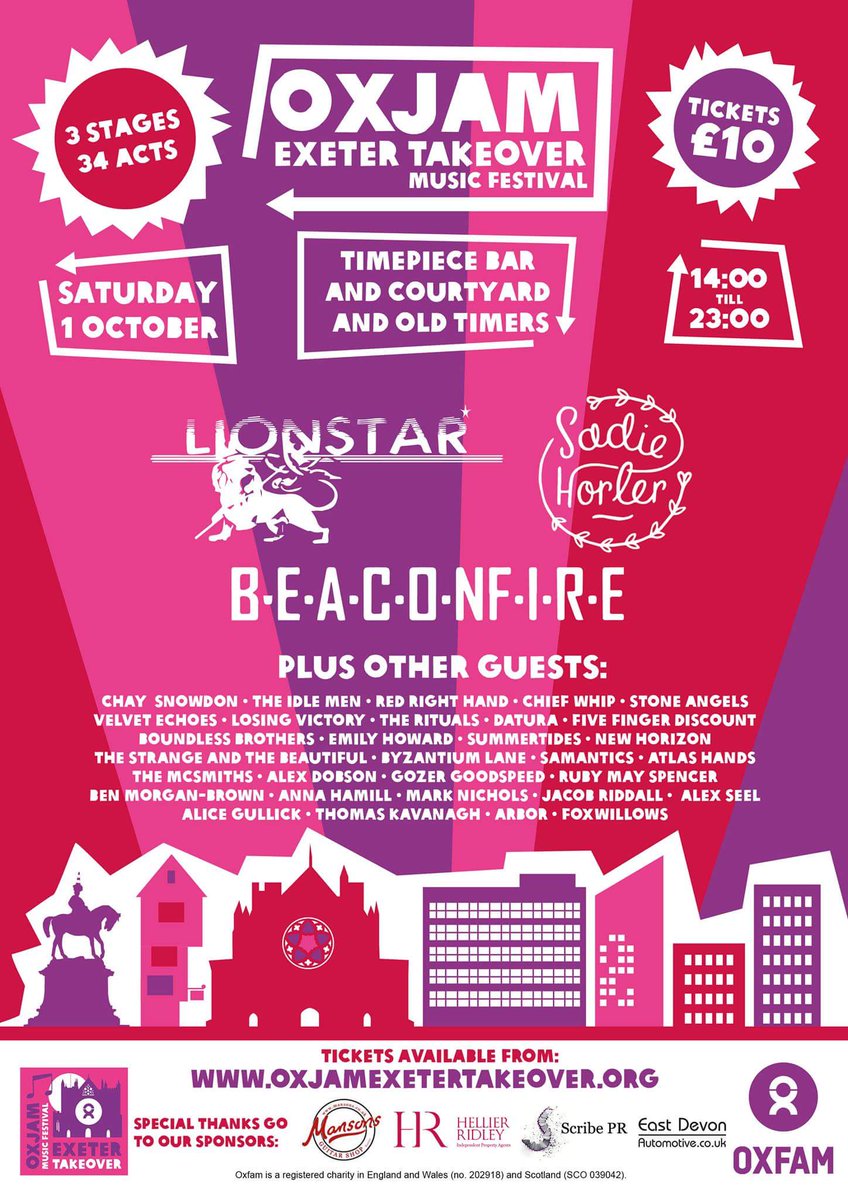 So excited to be playing back in Exeter as part of <a href="/ExeterOxjam/">Oxjam Exeter</a> ... We will be hitting the Timepiece stage at 6:40! See ya there Exeter 💛