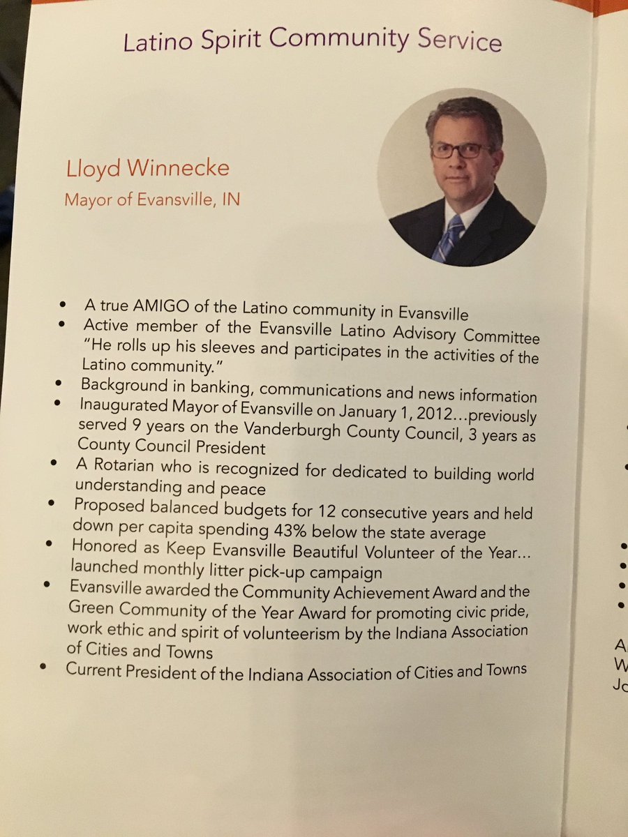 MayorWinnecke's tweet photo. Honored to receive the 2016 @IndLatinoExpo Latino Spirit Community Award! #HoosierMayor #StrongCity https://t.co/PiBS2E5TVE