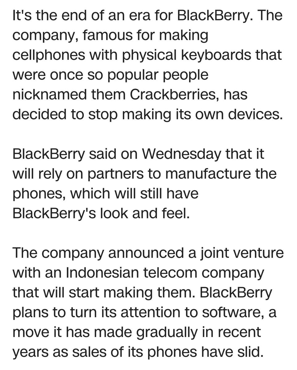 trivoxgroup's tweet photo. It's an end to an era for #BlackBerry https://t.co/d0Q7gBbwzi