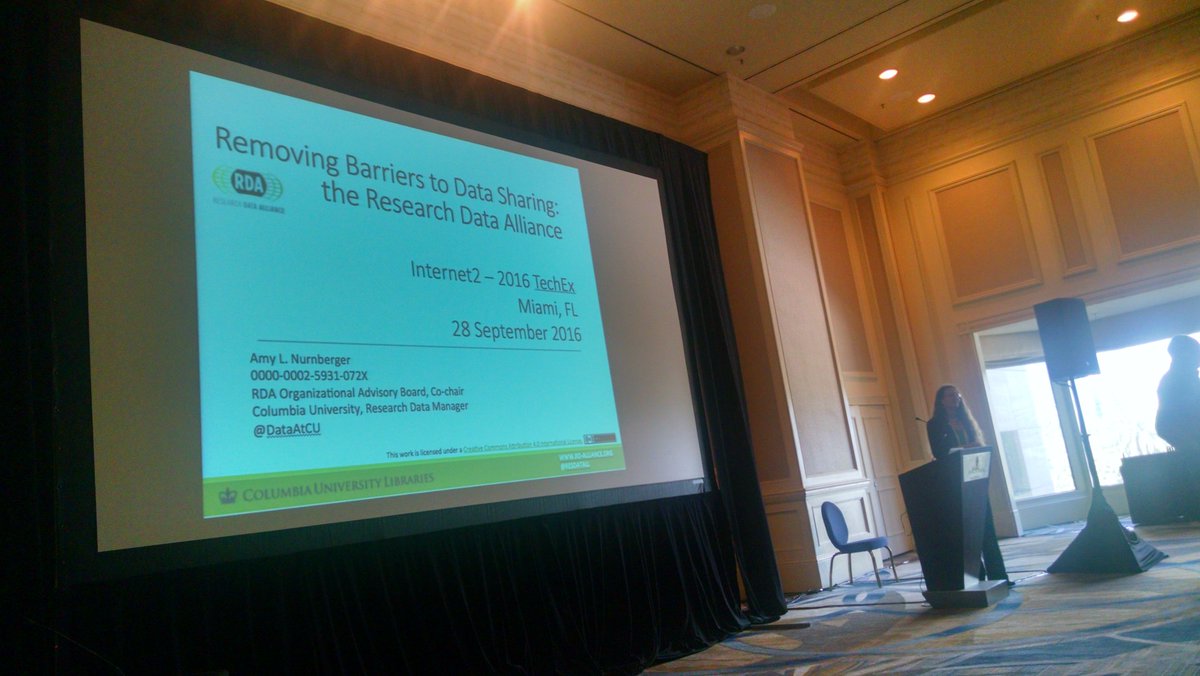 lewisnic's tweet photo. #techex16 @DataAtCU talk starting in the security track about removing the barriers to sharing research data using it to solve challenges https://t.co/JkMpp0iryb
