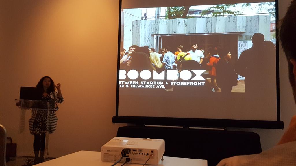 MyUrbanDreams's tweet photo. Katherine Darnstadt of @LATENT_DESIGN describes Boombox. #APAIL16 #Apail @APAIL https://t.co/Na4ymDzIN2
