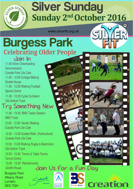 silverfitorg's tweet photo. No plans for Sunday? Join us for @SilverSundayUK! @creationSE17 @lb_southwark @BurgessSports @AccessSport https://t.co/zOGljqSlbn https://t.co/gXVgRFOzcS