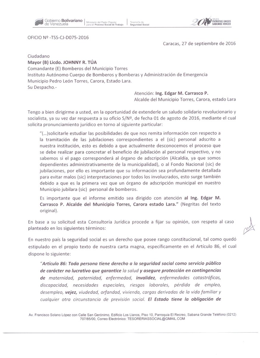 Bbroscarora's tweet photo. 1 Dictamen Jurídico Alcaldías Pagar las Jubilaciones de los  Bomberos Municipales, como su principal órgano de adscripción. Bájala e  impr!! https://t.co/oWIhuF2uFj