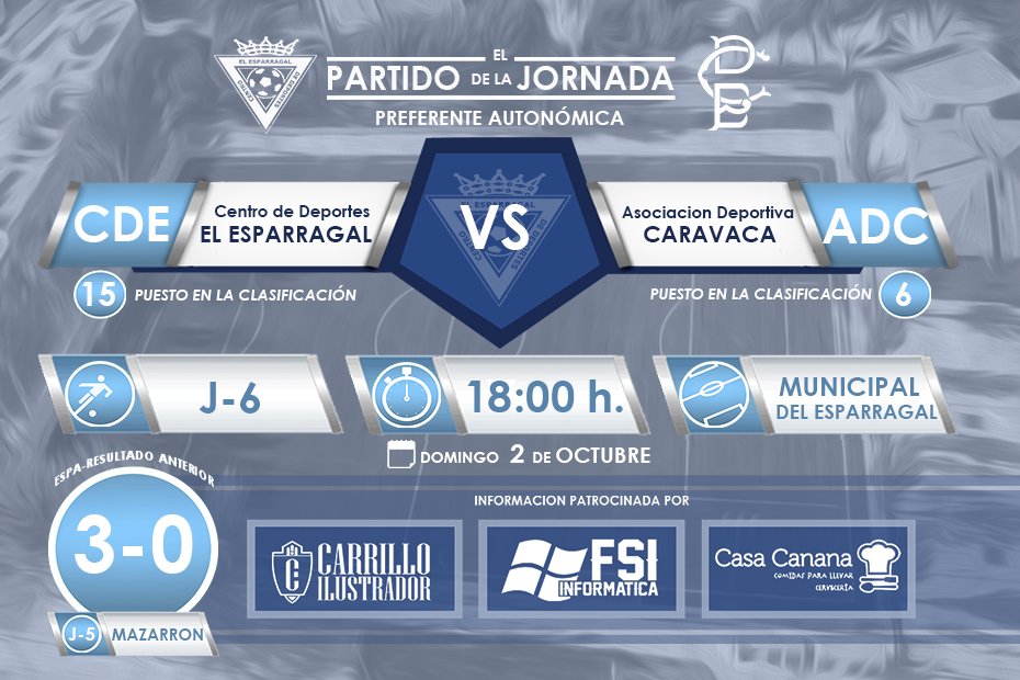Cartel partido Preferente de esta semana. Domingo 2 de octubre a las 18:00H. en El Municipal #VamosEspa <a href="/treceraG13/">Trecera.com ⚽️</a>