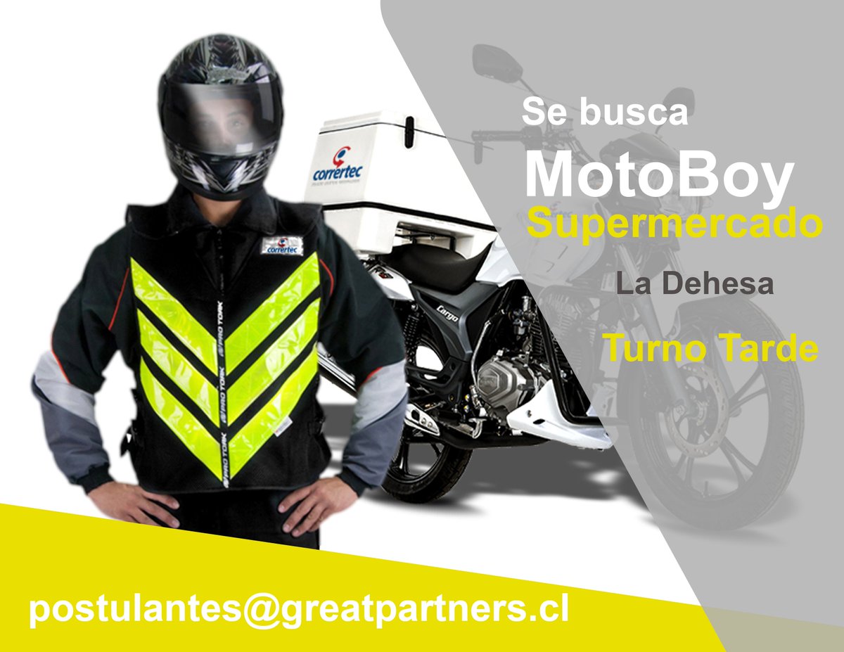 Portaldeempleos's tweet photo. SUPERMERCADO BUSCA MOTOBOY PARA LA DEHESA
https://t.co/IBhTgMyZ2C
@pegaschile @pituteando_ @pegasconsentido @cl_trabajos @TRABAJOS_JOVEN https://t.co/PRA4exemQ5