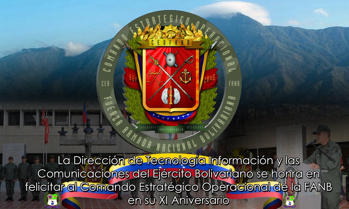 <a href="/EJB_DTIC/">DIRECCIÓN TICEJB</a> se honra en felicitar en su XI aniversario al Comando Estratégico Operacional de la FANB #CEOFANBcreacionPatria <a href="/ceofanb/">CEOFANB</a>