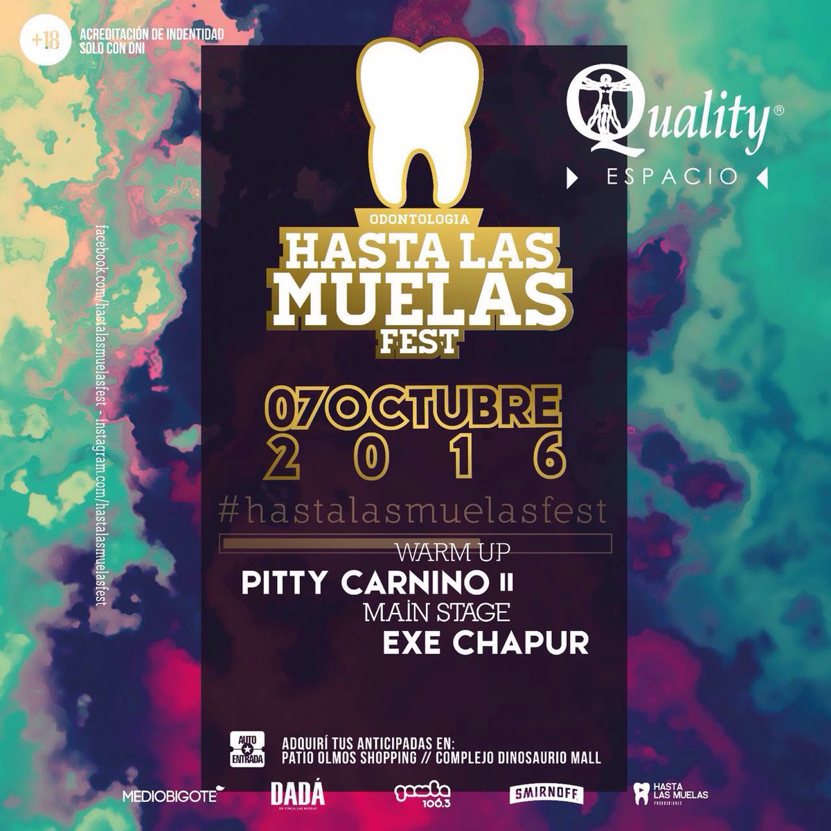 [P R E V E N T A] 
HASTA LAS MUELAS FEST 
El día del Odontólogo se festeja en Quality Tickets 3516871134
<a href="/nochecba/">@NocheCba</a> <a href="/KarlVillano/">🎩 Memes adultos 🎩</a> @SaliEnCba
