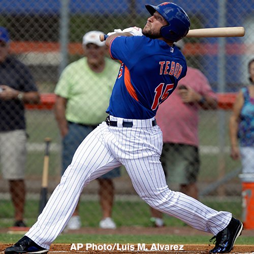 HOME RUN! Former NFL star Tim Tebow hits it out of the park on his first pitch