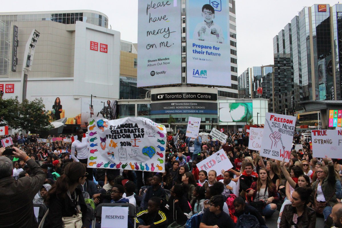 GilaMartow's tweet photo. Celebrating #FreedomDay2016 at Dundas Square with 3,500 GTA students, Chief Saunders &amp; @avibenlolo https://t.co/N7MJ8GSW2X