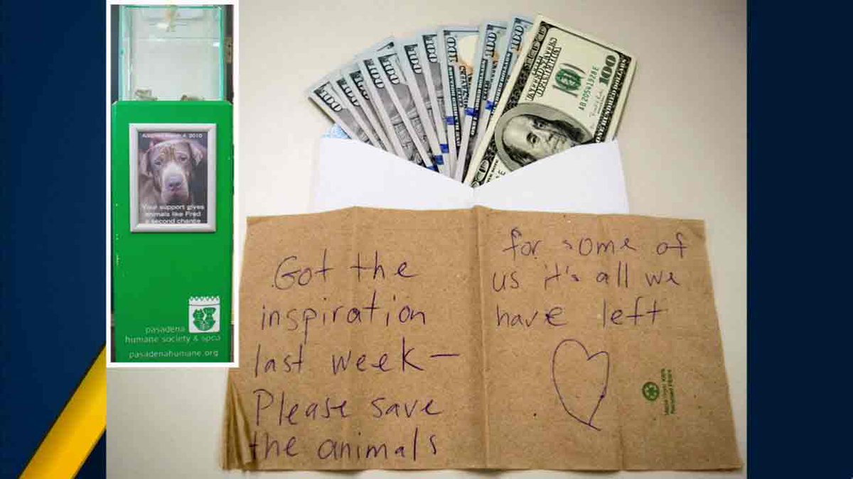 For 2nd time in matter of days, @pasadenahumane is handed major money by mystery donor