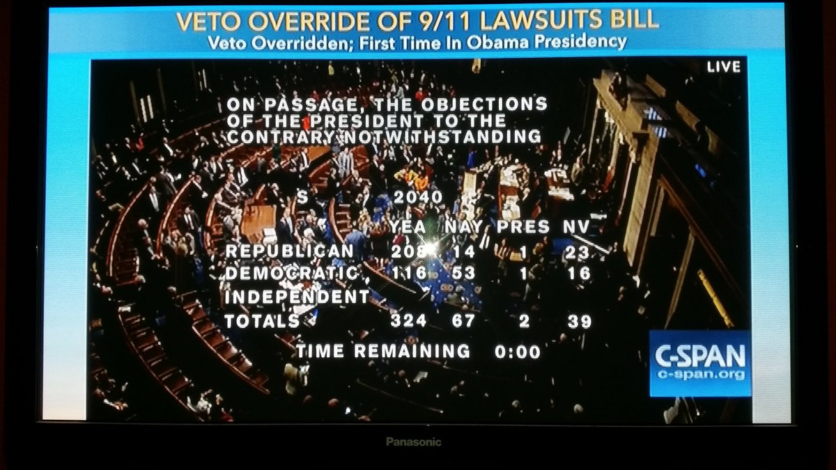 Hussein Obama overridden in House over 9-11 lawsuits bill
