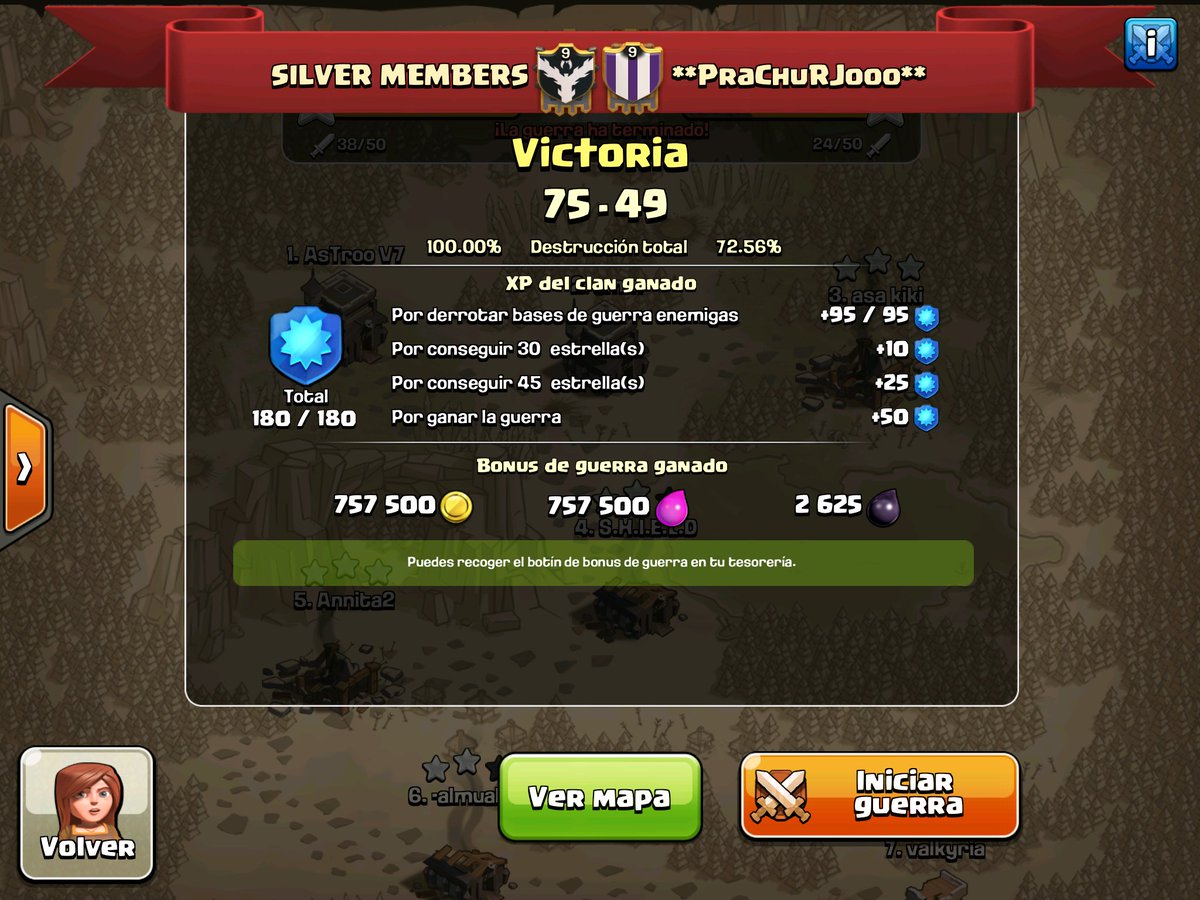 AnDreesCreedYT's tweet photo. Excelente Guerra Una PW + a La Lista 💪🏻 #SILVERMEMBERS !!! @G0LDEN_MEMBERS @Madara_Coc @Mariodelafuen19 @almualin_coc https://t.co/xqTpBXc5Kc