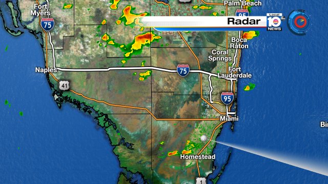 Spotty showers dampening a few areas of South Florida.  As the evening approaches the showers likely will diminish. https://t.co/sH6hSVNygt