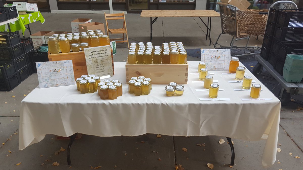 All setup and ready.  Come see us on this beautiful Wednesday to get your urban honey at the Callingwood Market <a href="/CwoodMarketYeg/">Callingwood Farmers Market</a>,  2-6pm.