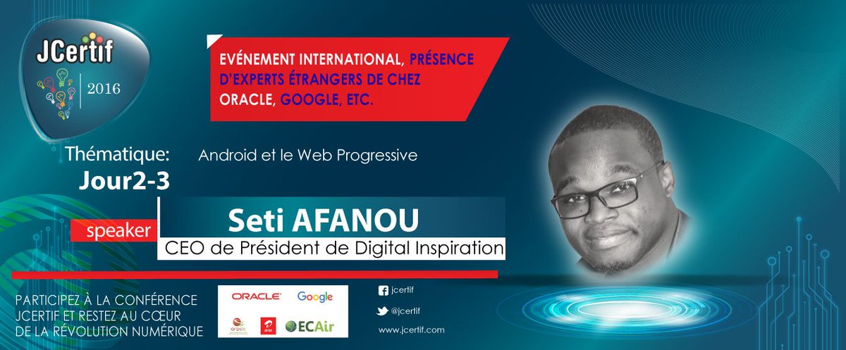 JCertif's tweet photo. #Android et le #WebProgressive avec @setico au #JCertifBrazza2016- #SpeakerJCertif2016 Inscrivez vous vite >>> https://t.co/w5RUC5Qntl https://t.co/Rv37H8oAP5