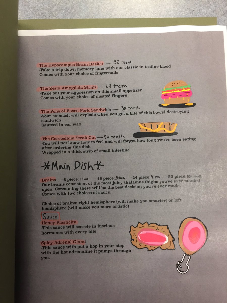 Harvey Hilltopper On Twitter Ap Psych Students Build Restaurant Menus For Zombies To Reinforce Understanding Of Brain Regions Functions Topperpride Https T Co Xjf1odztsc