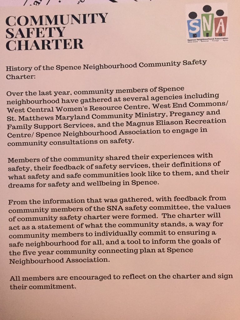 WestEnd247's tweet photo. The new Spence Neighbourhood Community Safety Charter was a multi-agency &amp; community effort. How it was born: https://t.co/HI1Gzb0OEK