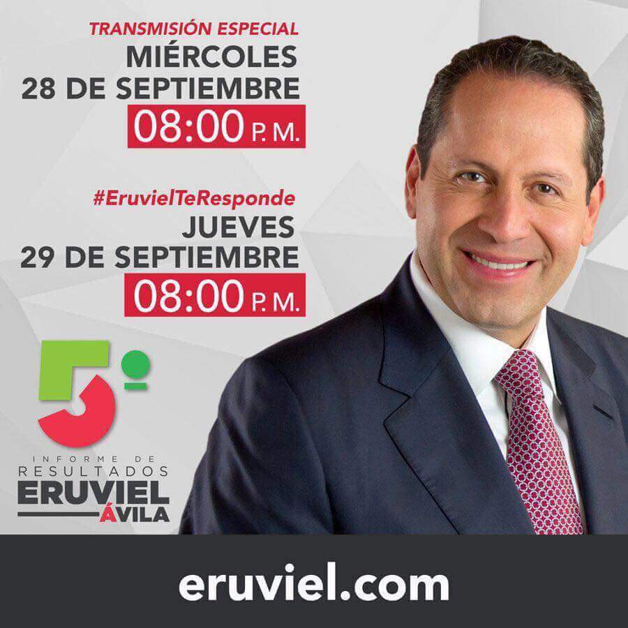PRI_EDOMEX's tweet photo. Inicia el #5oInformeEruviel siguelo desde su cuenta de facebook. https://t.co/nqSwGBUvA3