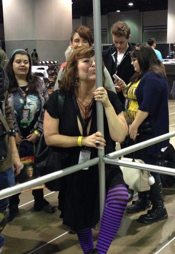 deniselynne1966's tweet photo. Since my friend @BobbiJo88 reminded me #Goodtime Waiting in @mcbridemelissa line #Atlanta2015 #Halloweening #Dance💖 https://t.co/k70St7IRK0