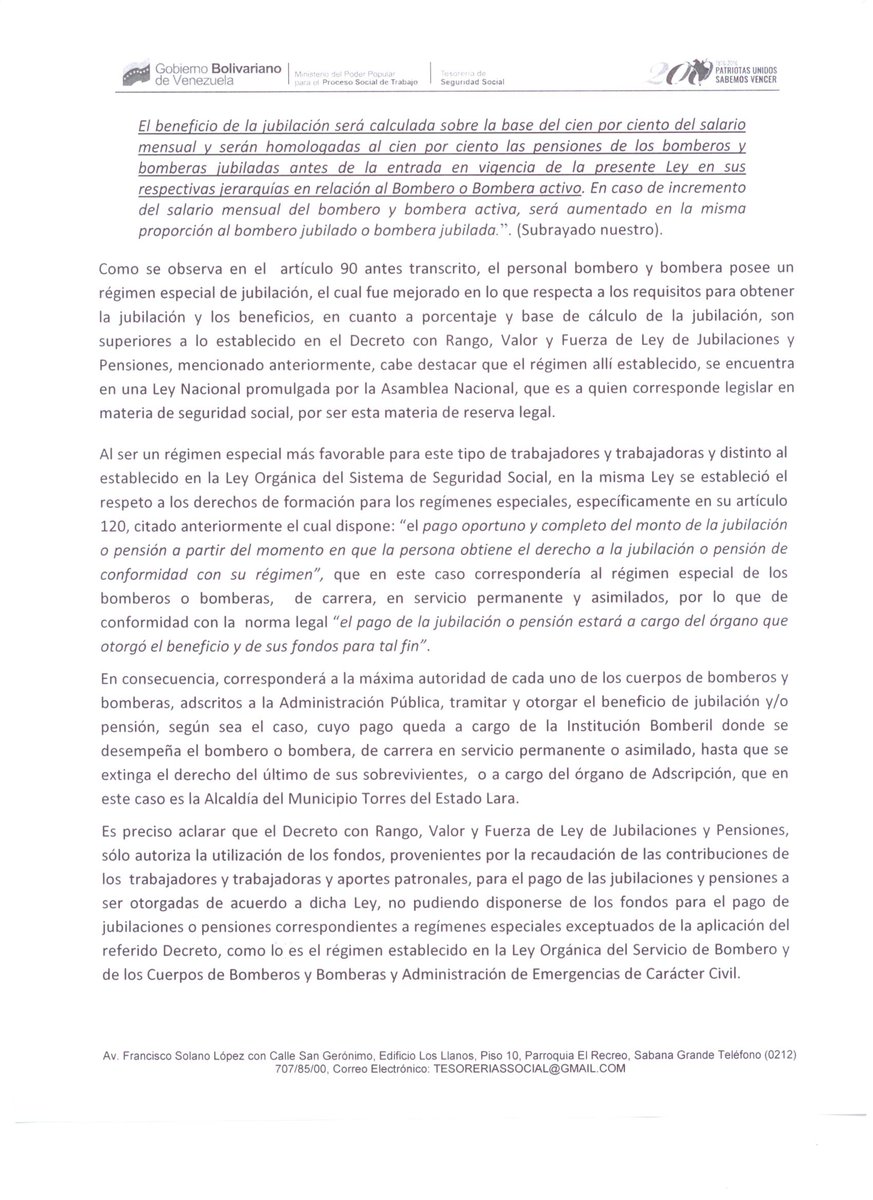 Bbroscarora's tweet photo. 2 Dictamen Jurídico Alcaldías Pagar las Jubilaciones de Bomberos  Municipales, como su principal órgano de adscripción. Bájala e  imprimr!! https://t.co/yhQGmPKElY